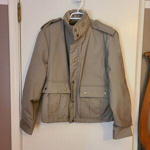 BRAND NEW JC Penney VINTAGE Tan bomber jacket with hidden hood‎